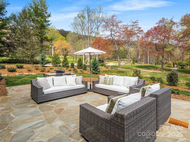 view of patio with an outdoor living space