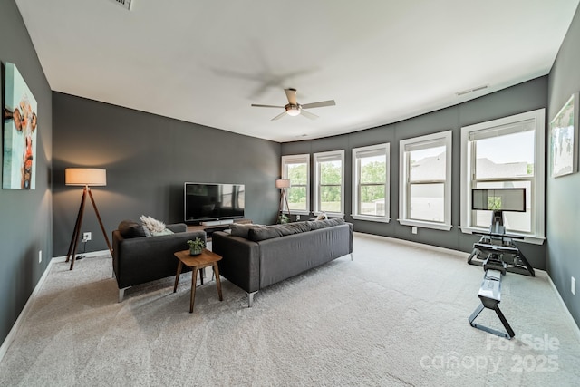 1107 Castle Rd, Indian Land, SC 29707 - living room with carpet flooring, ceiling fan, and baseboards
