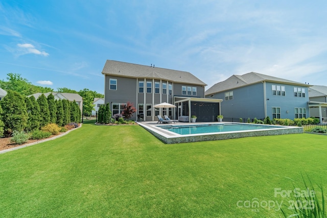 1107 Castle Rd, Indian Land, SC 29707 - back of house featuring a sunroom, an outdoor pool, and a lawn