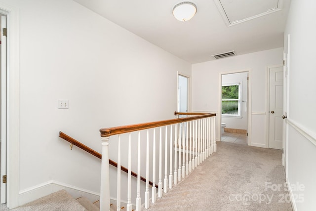 1209 Alfred St, Charlotte, NC 28211 - hallway featuring an upstairs landing, attic access, and carpet flooring