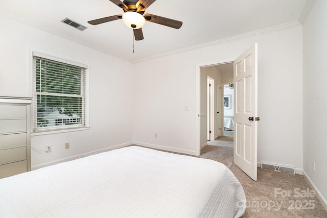 1209 Alfred St, Charlotte, NC 28211 - unfurnished bedroom featuring multiple windows, crown molding, light colored carpet, baseboards, and ceiling fan