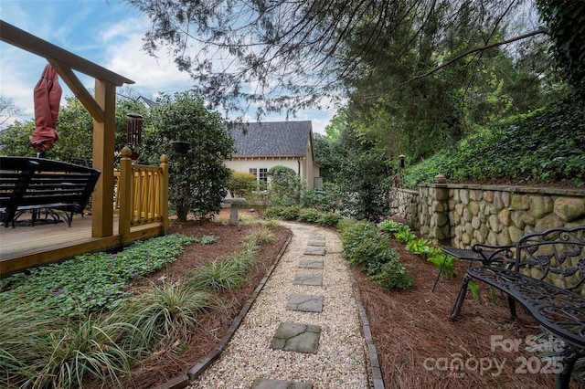 view of yard featuring a deck