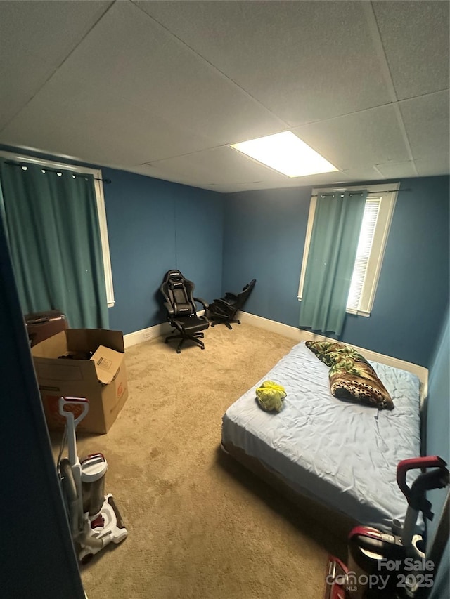 2511 Chapel Hill Rd, Durham, NC 27707 - bedroom with baseboards, carpet, and a paneled ceiling