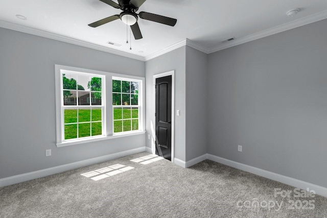 2694 Woodcrest Dr SW, Concord, NC 28027 - unfurnished bedroom with carpet flooring, baseboards, visible vents, and ornamental molding