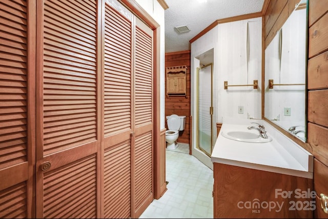 993 Jackson Rd, Fort Lawn, SC 29714 - bathroom with vanity, toilet, a closet, and a shower stall