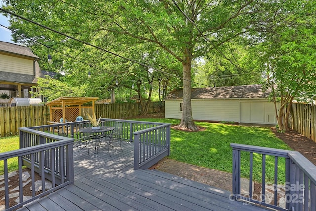 2015 Club Rd, Charlotte, NC 28205 - wooden deck with a lawn, a fenced backyard, and outdoor dining area