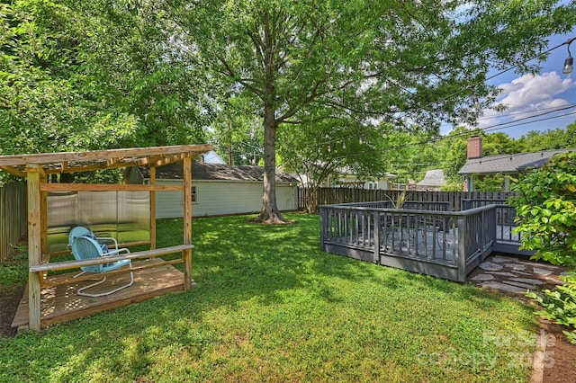 2015 Club Rd, Charlotte, NC 28205 - view of yard with a fenced backyard and a wooden deck