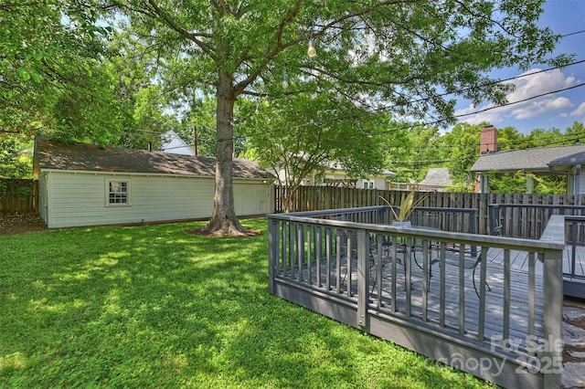 2015 Club Rd, Charlotte, NC 28205 - view of yard featuring a wooden deck and a fenced backyard