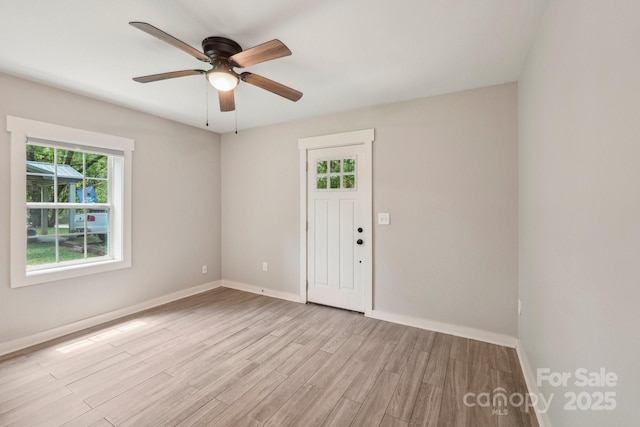 814 Marve St, Gastonia, NC 28052 - empty room featuring a ceiling fan, baseboards, and light wood-type flooring