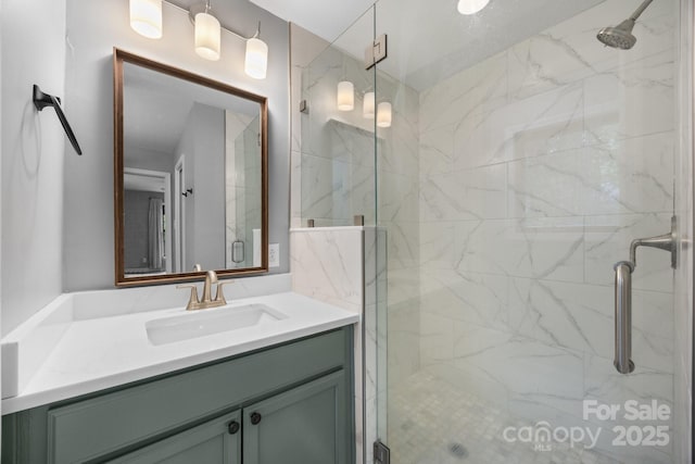 17403 Green Hill Rd, Charlotte, NC 28278 - bathroom with a marble finish shower and vanity