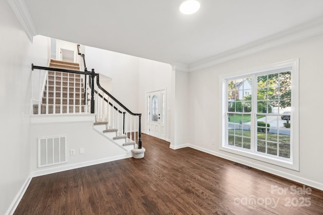 5745 Snapdragon Ln, Huntersville, NC 28078 - interior space with crown molding, visible vents, and wood finished floors