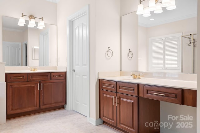 7525 Blackgum Falls Ct, Huntersville, NC 28078 - full bathroom with a sink, ornamental molding, and two vanities