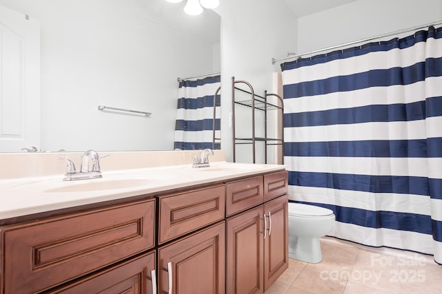 7525 Blackgum Falls Ct, Huntersville, NC 28078 - full bathroom with double vanity, a sink, tile patterned floors, and toilet