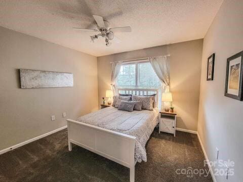 6231 Kentwood Dr, Kannapolis, NC 28081 - bedroom featuring carpet flooring, a textured ceiling, and ceiling fan