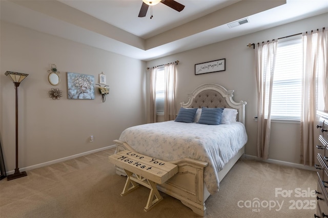 3186 Helmsley Ct, Concord, NC 28027 - bedroom with baseboards, ceiling fan, light carpet, and visible vents