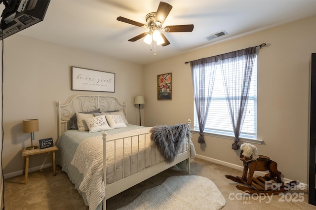 3186 Helmsley Ct, Concord, NC 28027 - carpeted bedroom with baseboards, a ceiling fan, and visible vents