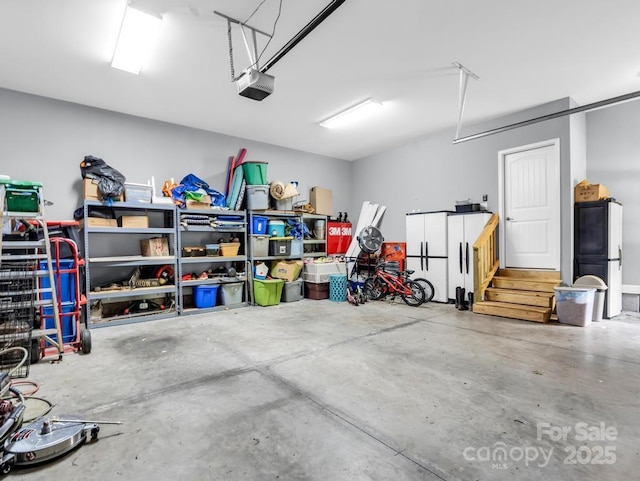garage with a garage door opener