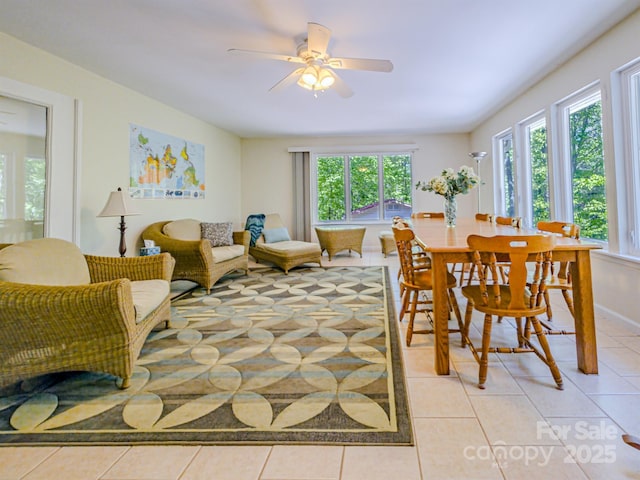 164 Forest Ridge Dr, Rutherfordton, NC 28139 - dining room featuring ceiling fan, plenty of natural light, and light tile patterned floors