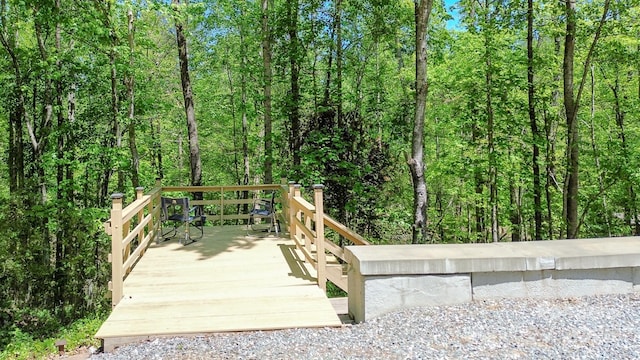 164 Forest Ridge Dr, Rutherfordton, NC 28139 - wooden terrace with a forest view