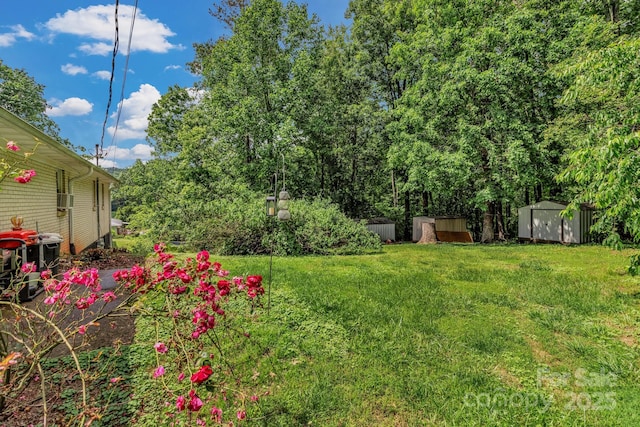 676 Arrowhead Trl Unit 6, Marion, NC 28752 - view of grassy yard featuring a storage unit, an outdoor structure, and central AC