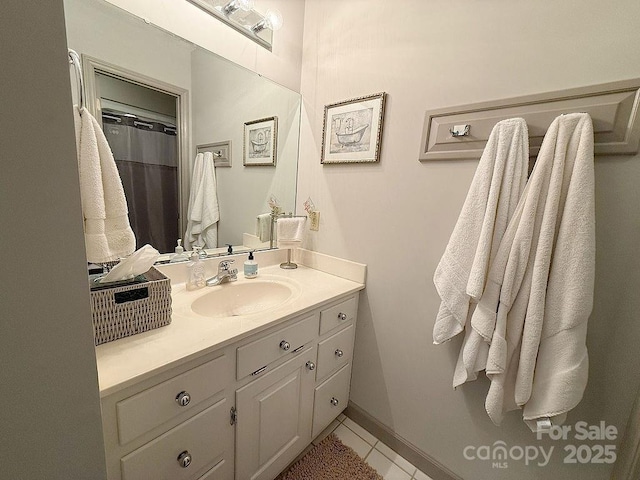 bathroom featuring vanity and tile patterned floors