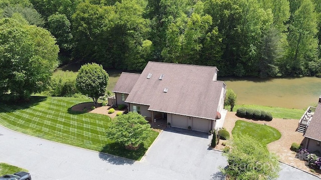 aerial view with a wooded view
