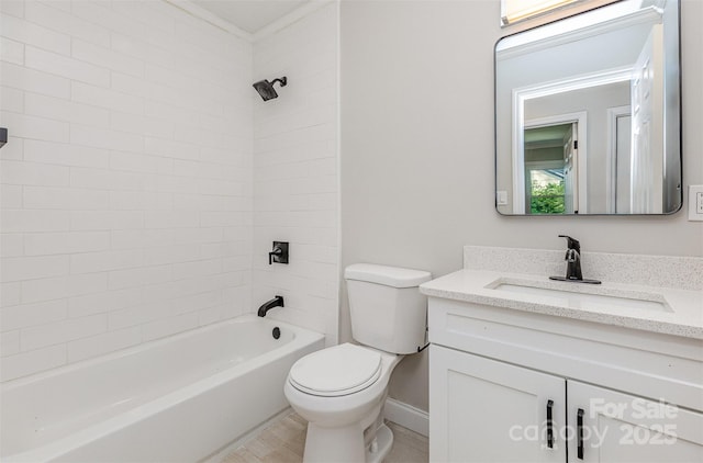 6007 Charing Pl, Charlotte, NC 28211 - full bathroom with toilet, shower / bath combination, vanity, and baseboards