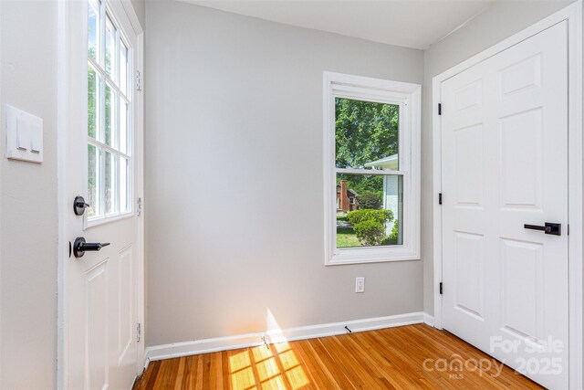 6007 Charing Pl, Charlotte, NC 28211 - doorway featuring plenty of natural light, light wood finished floors, and baseboards