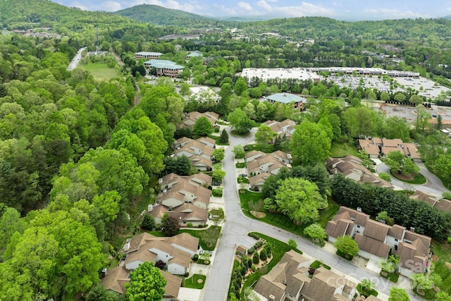 120 Cloverleaf Ln, Asheville, NC 28803 - aerial view of residential area with a heavily wooded area and mountains