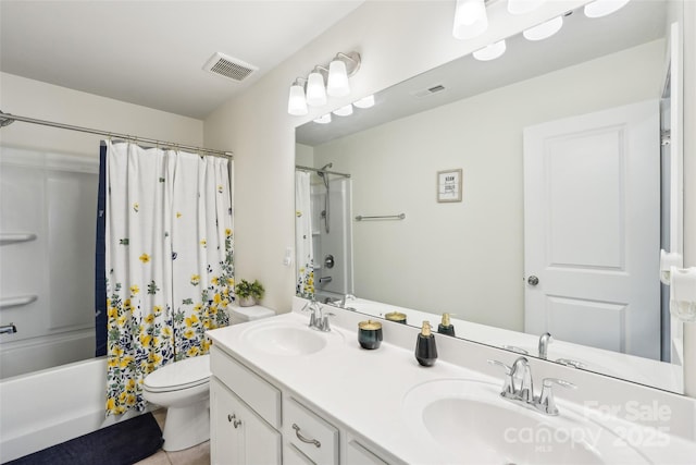 full bath with visible vents, a sink, and toilet