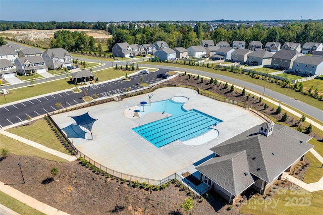 drone / aerial view with a residential view