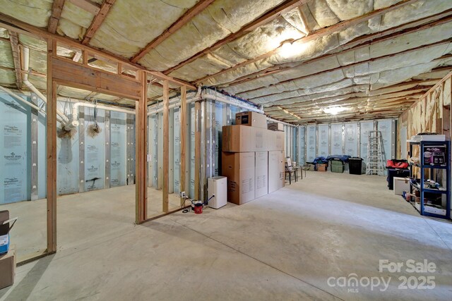 view of unfinished basement