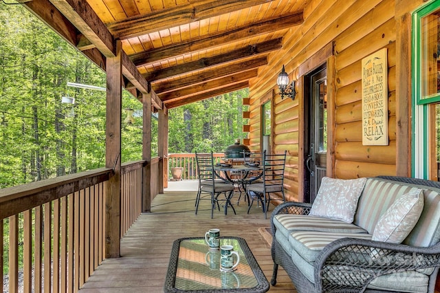 41 Log Cabin Dr, Maggie Valley, NC 28751 - wooden deck featuring outdoor dining area
