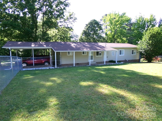 44716 Gold Branch Rd, Richfield, NC 28137 - view of front facade featuring a front lawn, fence, and crawl space