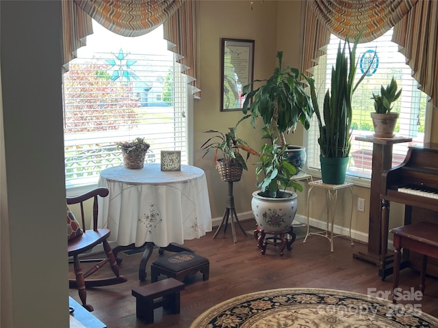 sitting room featuring baseboards and wood finished floors