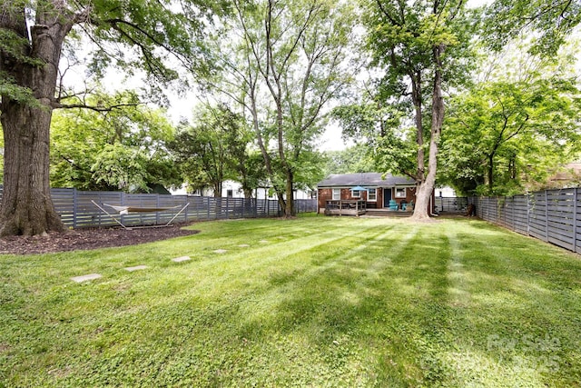 1816 Anderson St, Charlotte, NC 28205 - view of yard featuring a wooden deck and a fenced backyard
