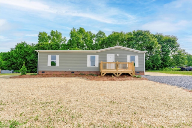 445 Davis Rd, Shelby, NC 28152 - manufactured / mobile home featuring crawl space and a deck