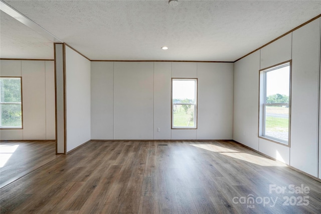 445 Davis Rd, Shelby, NC 28152 - spare room featuring a wealth of natural light, a textured ceiling, wood finished floors, and ornamental molding