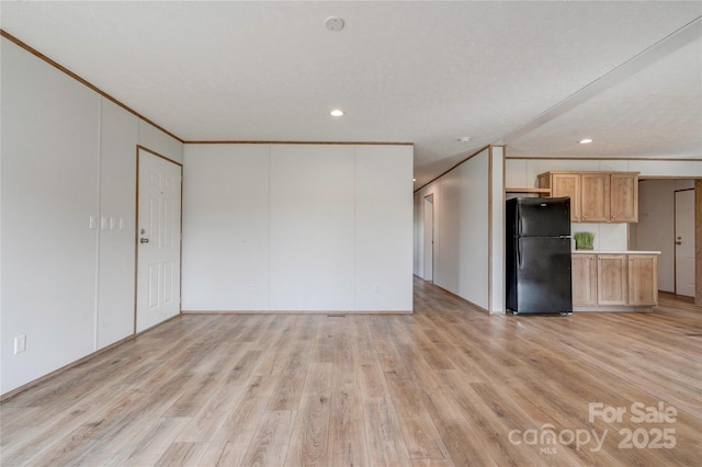 445 Davis Rd, Shelby, NC 28152 - unfurnished living room with ornamental molding, light wood finished floors, and recessed lighting