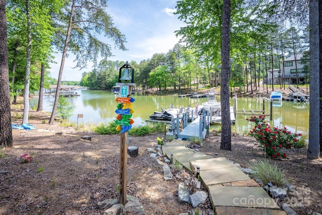 dock area with a water view