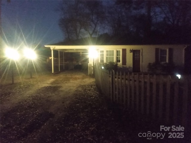 exterior space featuring fence