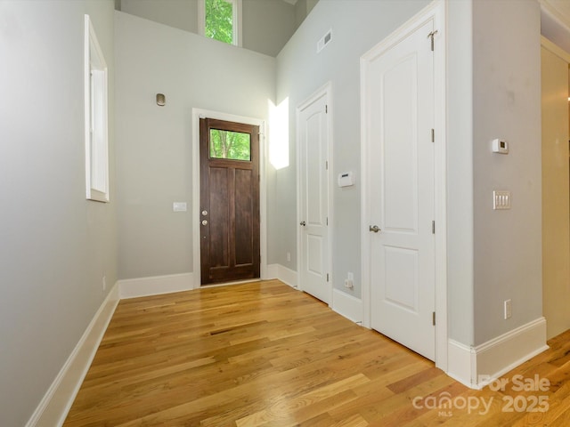7324 Leharne Dr, Charlotte, NC 28270 - foyer featuring baseboards, light wood finished floors, and visible vents