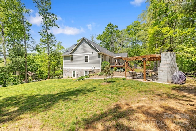 9 Oak Mountain Dr, Leicester, NC 28748 - back of house with a pergola, a lawn, a patio area, and a deck