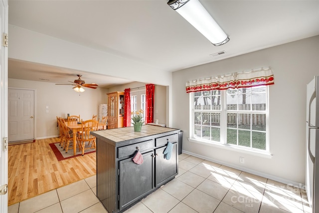 1605 Tate Rd Unit 258, Rock Hill, SC 29732 - kitchen with tile counters, light tile patterned floors, baseboards, and ceiling fan