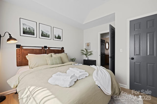 192 Duckworth Ave, Brevard, NC 28712 - bedroom featuring wood finished floors and vaulted ceiling