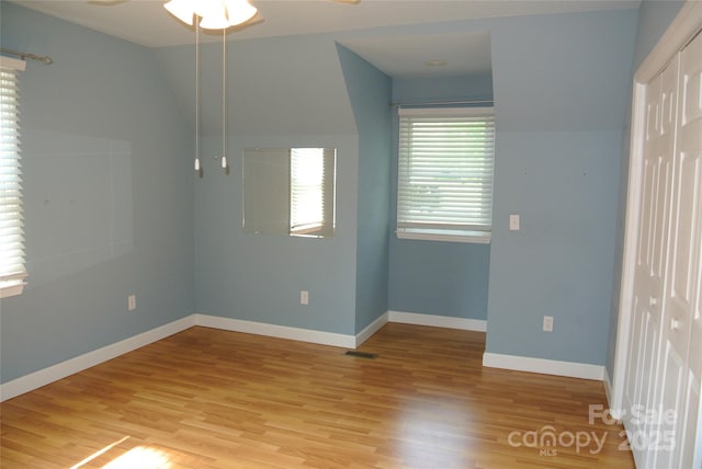 177 Line Dr, Forest City, NC 28043 - empty room featuring ceiling fan, visible vents, baseboards, and light wood-type flooring