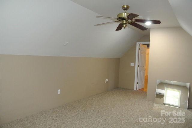 177 Line Dr, Forest City, NC 28043 - additional living space with carpet floors, a ceiling fan, and vaulted ceiling