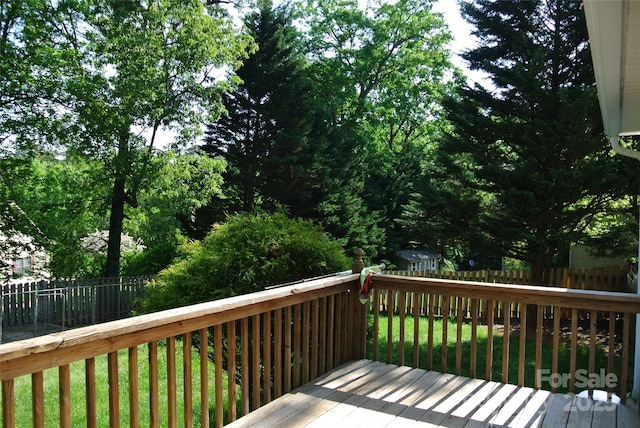 177 Line Dr, Forest City, NC 28043 - deck featuring a fenced backyard and a yard