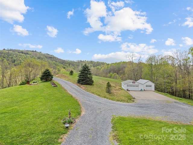 6780 Max Patch Rd, Clyde, NC 28721 - view of road featuring gravel driveway and a forest view