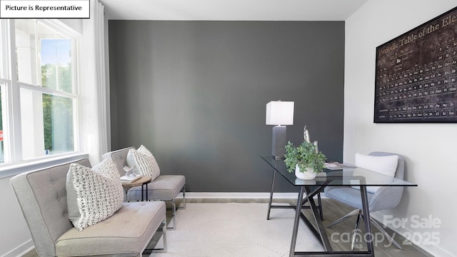 home office with baseboards
